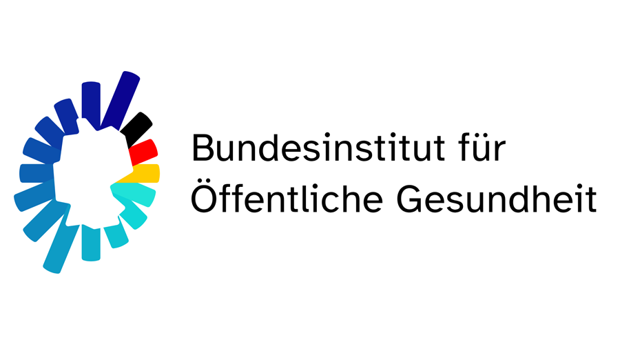 Schemazeichnung Umrisse Deutschland mit blauen Strichen darum, deneben Schriftzug Bundesinstitut für Öffentliche Gesundheit